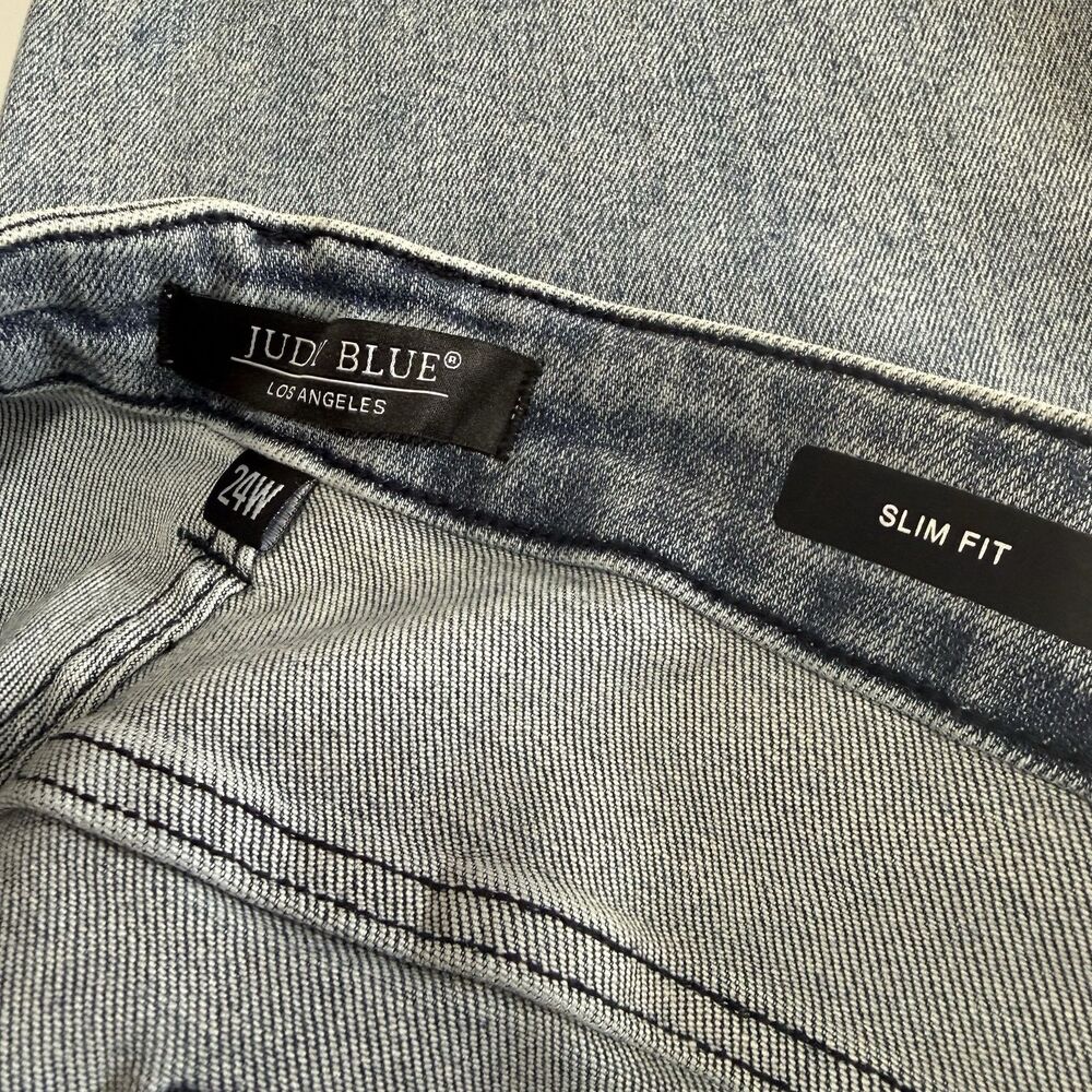 Judy Blue 24W Plus High Rise Distressed Blue Jeans Stretch Denim NWT - Picture 8 of 8
